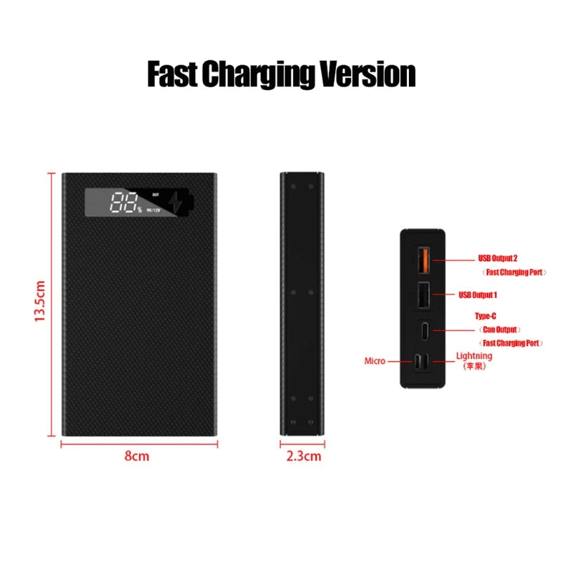 Detachable QC3.0 PD Quick Charge LCD Display DIY 5X18650 Battery Case Power Bank Shell without Battery Powerbank Protector